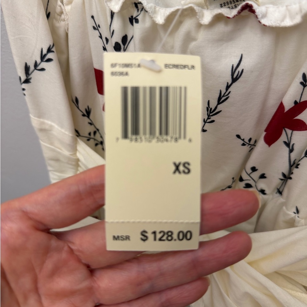 Max Studio Cream and Red Floral Midi Dress - Picture 4 of 4
